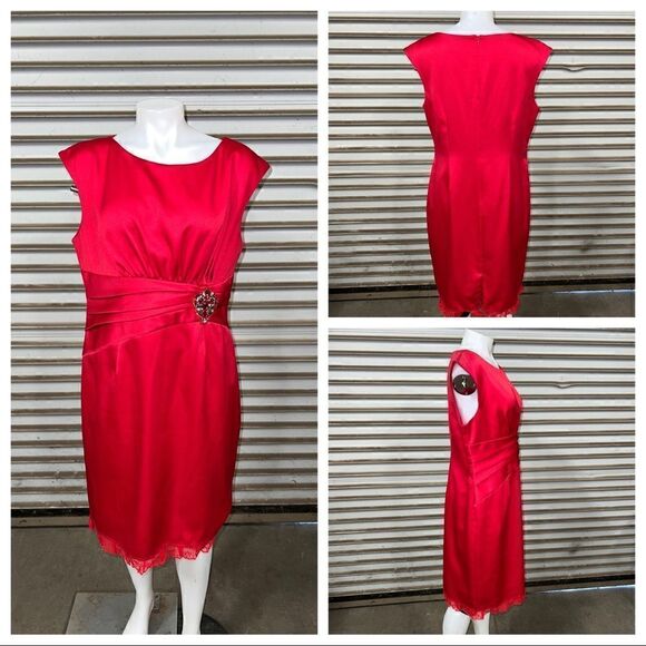 Coldwater Creek red cap sleeve evening, cocktail dress w/rhinestone accents p 16 - Picture 10 of 10